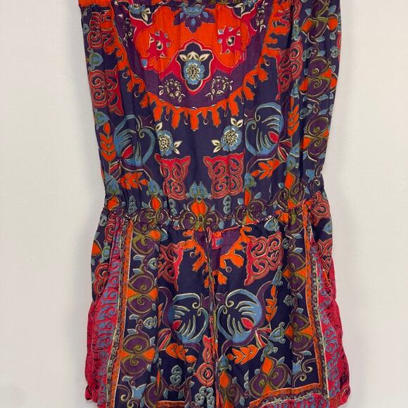 Vintage Angie Y2K Boho Strapless Romper One Piece Large - Picture 3 of 4